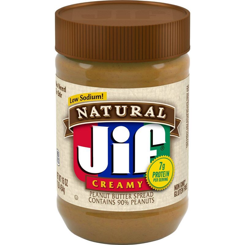 slide 1 of 5, Jif Natural Creamy Peanut Butter Spread - 16oz, 16 oz