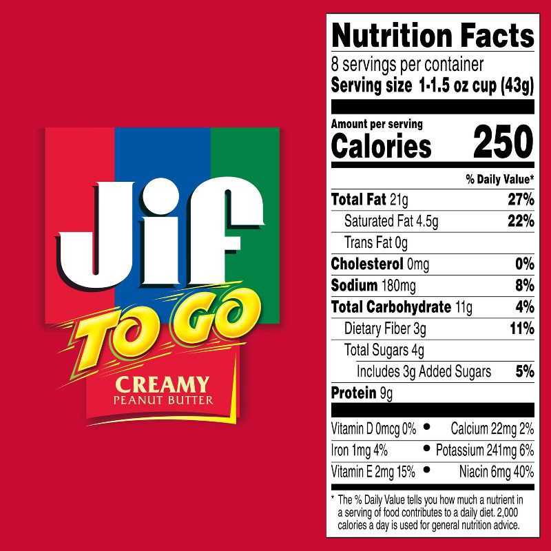 slide 5 of 5, Jif To Go Creamy Peanut Butter - 12oz/8ct, 8 ct; 12 oz