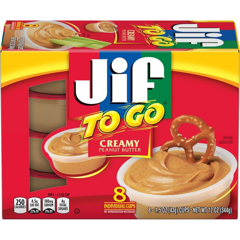 slide 1 of 5, Jif To Go Creamy Peanut Butter - 12oz/8ct, 8 ct; 12 oz