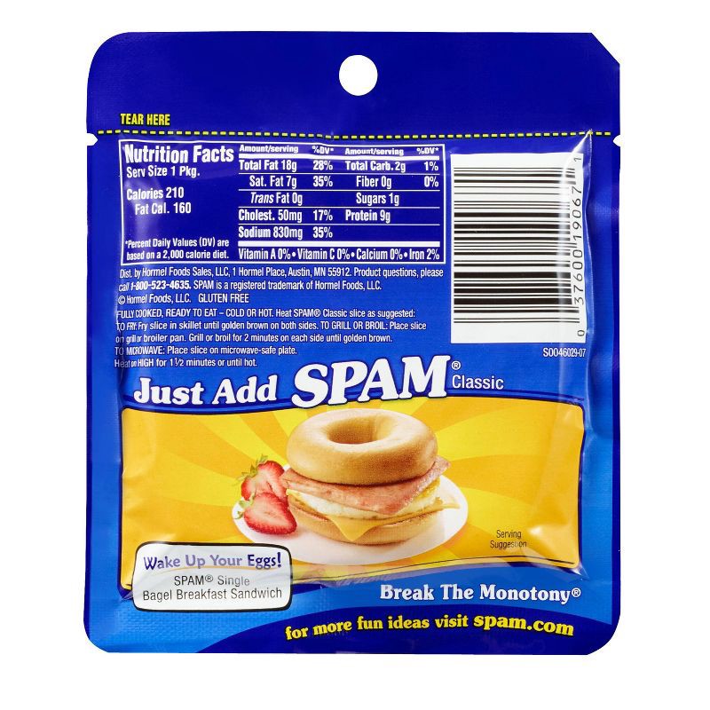 slide 4 of 11, SPAM Single Classic Slice - 2.5oz, 2.5 oz
