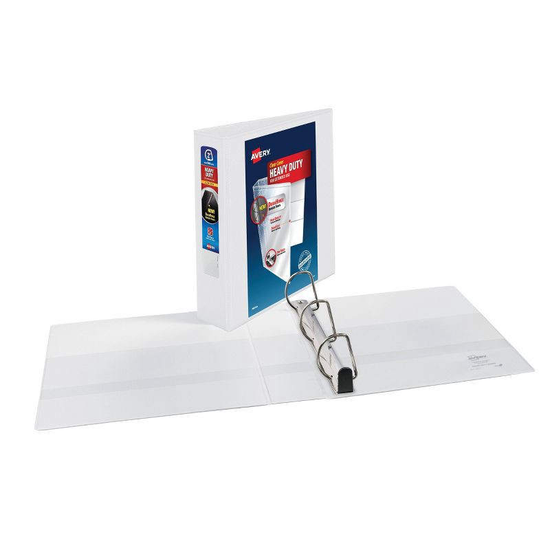 slide 2 of 4, Avery 2" One Touch Slant Rings 540 Sheet Capacity Heavy-Duty NonStick View Binder White: Polypropylene, 4 Pockets, 540 sheets
