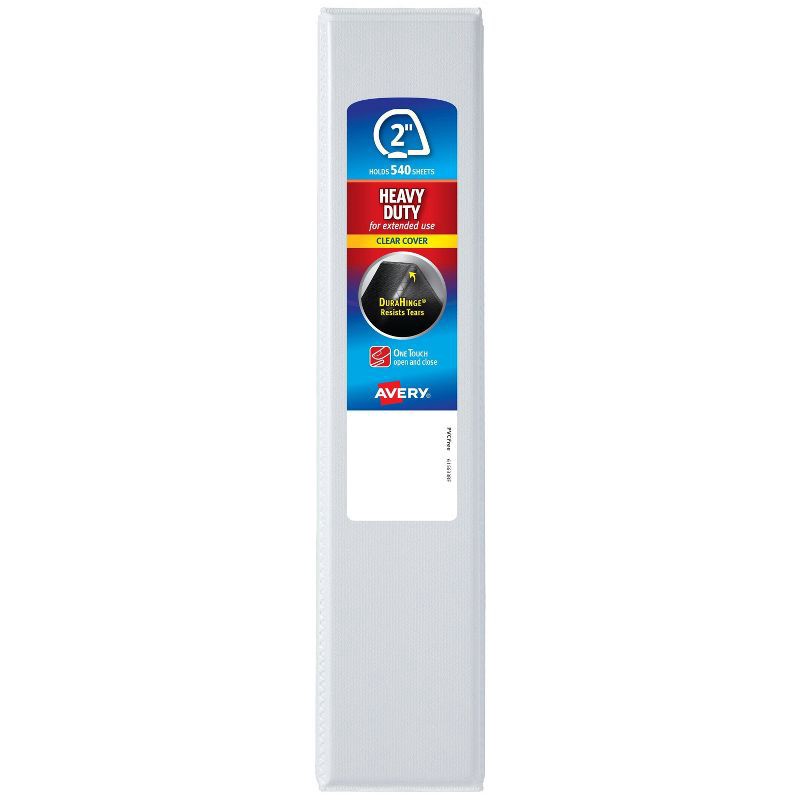slide 4 of 4, Avery 2" One Touch Slant Rings 540 Sheet Capacity Heavy-Duty NonStick View Binder White: Polypropylene, 4 Pockets, 540 sheets