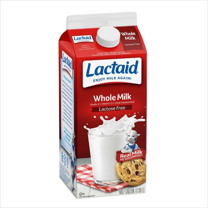 slide 5 of 6, Lactaid Lactose Free Whole Milk - 0.5gal, 1/2 gal