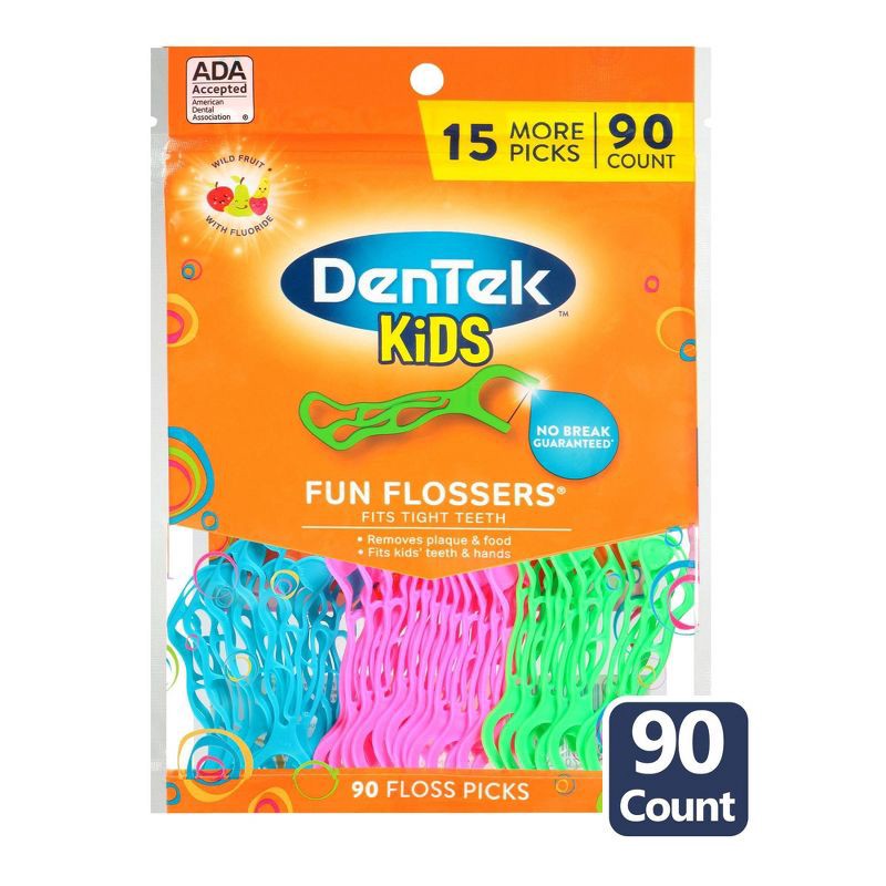 slide 1 of 8, DenTek Kids Fun Flossers Floss Picks for Kids - 90ct, 90 ct
