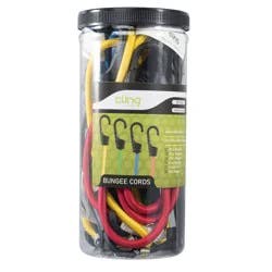 Cling 20pc Assorted Bungee Cords: Multicolor Nylon Tie Downs with Hooks, Smallest Bungee Straps, 90-Day Warranty