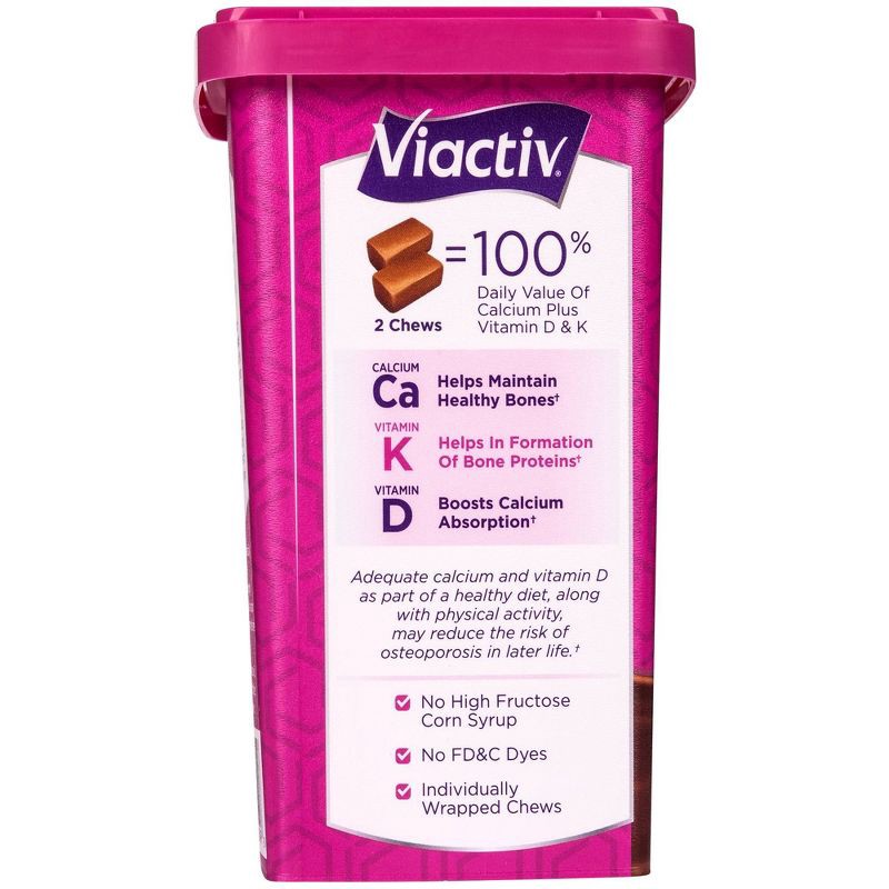 slide 3 of 4, Viactiv Calcium Supplement Plus Vitamin D Soft Chews - Milk Chocolate - 100ct, 100 ct