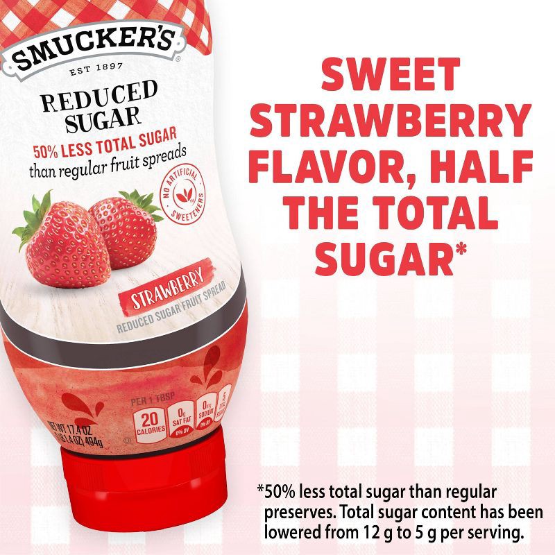 slide 4 of 4, Smucker's Squeezable Reduced Sugar Strawberry Fruit Spread - 17.4oz, 17.4 oz