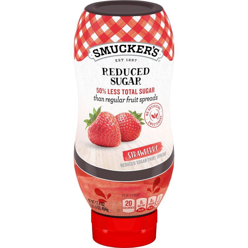 slide 1 of 4, Smucker's Squeezable Reduced Sugar Strawberry Fruit Spread - 17.4oz, 17.4 oz