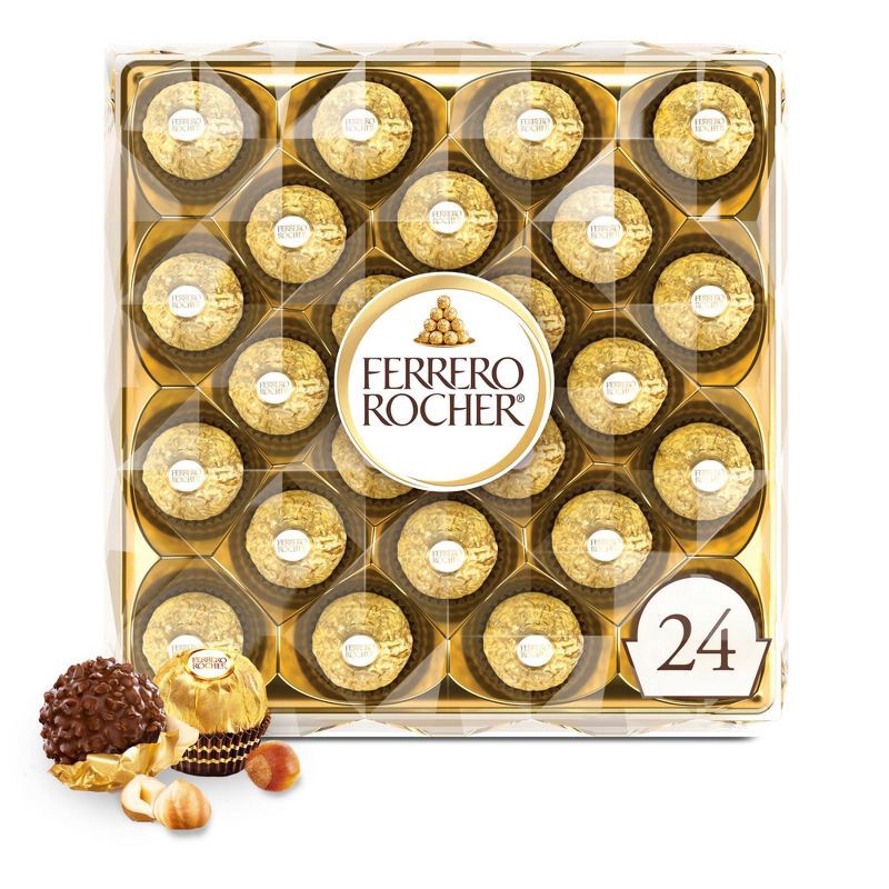 slide 1 of 9, Ferrero Rocher Candy Fine Hazelnut Chocolates 24ct, 24 ct