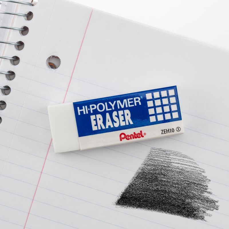 slide 6 of 8, Pentel Hi-Polymer Erasers - 4ct: White PVC, Writing Utensil, Right/Left-Handed, Stationery & Office Supplies, 4 ct