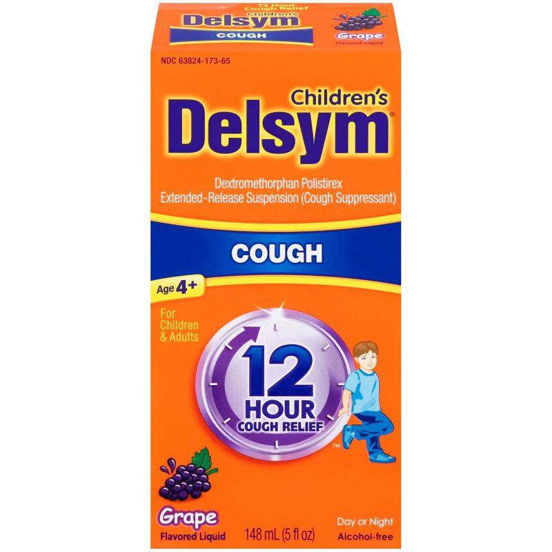 slide 1 of 6, Children's Delsym Cough Relief Liquid - Dextromethorphan - Grape - 5 fl oz, 5 fl oz