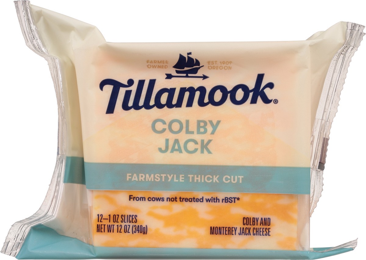 slide 9 of 9, Tillamook Farmstyle Thick Cut Colby Jack Cheese Slices, 12oz, 12ct, 340 g