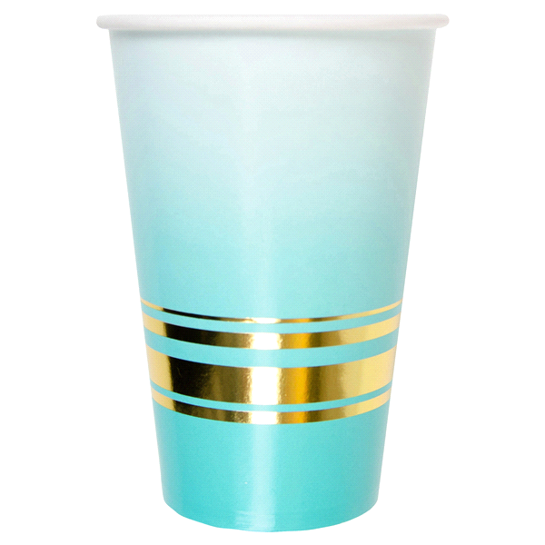 slide 1 of 1, Papyrus Ombre Teal & Gold Cups, 1 ct