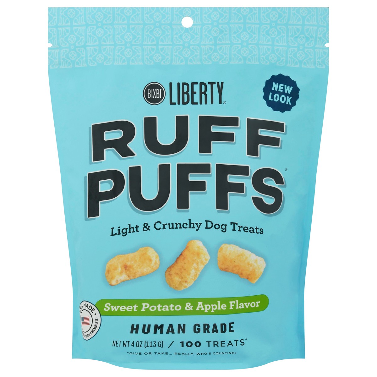 slide 1 of 9, Liberty Ruff Puffs Sweet Potato & Apple Flavor Dog Treats 100 ea, 100 ct