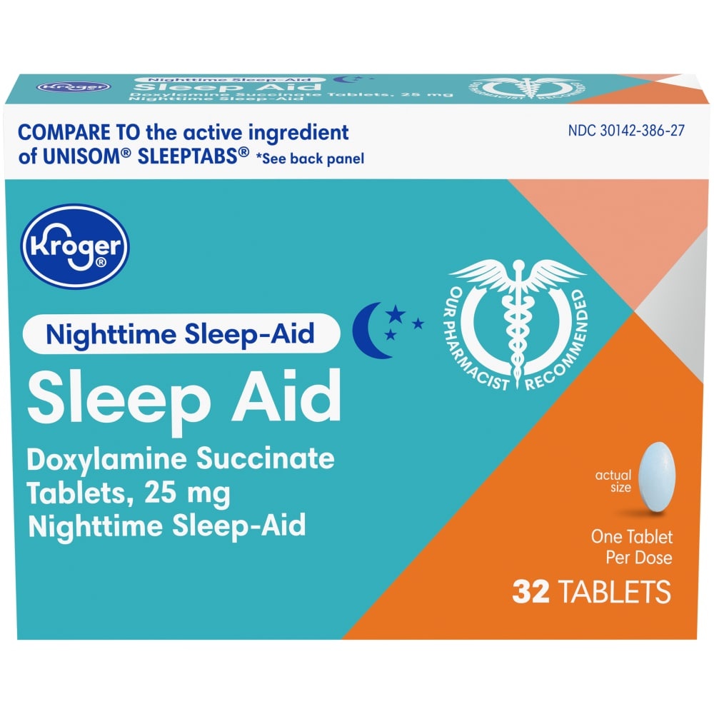 slide 1 of 1, Kroger Nighttime Sleep-Aid Tablets 25Mg, 32 ct