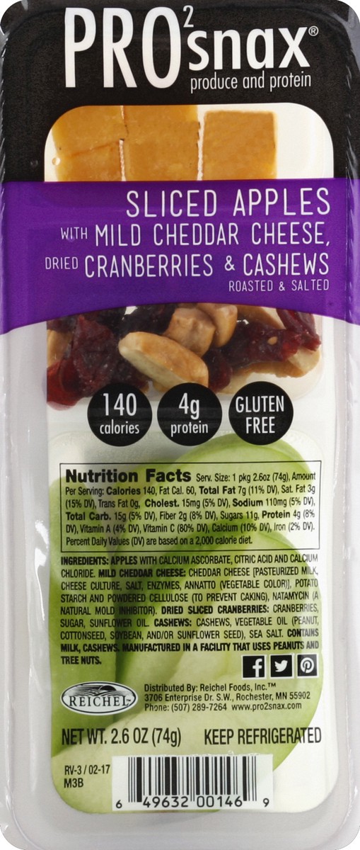 slide 4 of 4, Pro2snax Apples With Cheddar Cheese & Cranberries/Cashews, 2.6 oz