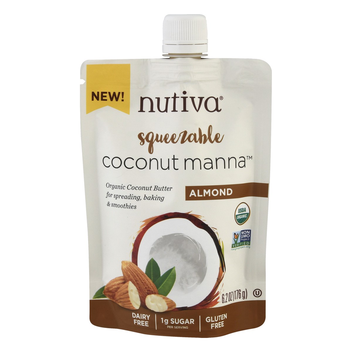 slide 1 of 12, Nutiva Squeezable Almond Coconut Manna 6.2 oz, 6.2 oz