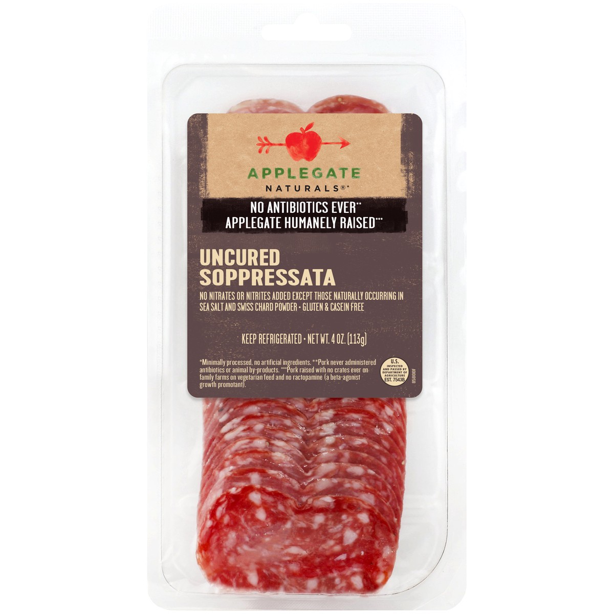 slide 8 of 10, Applegate Naturals Sliced Uncured Soppressata, 4oz, 4 oz