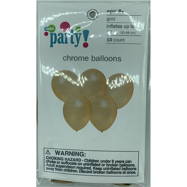 slide 1 of 1, Meijer Party Chrome Gold Balloons, 10 ct