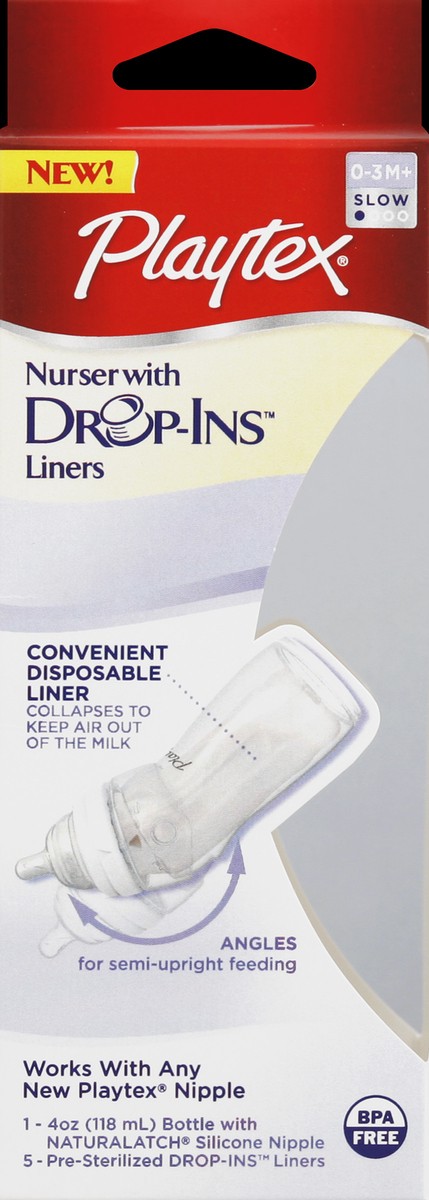 slide 4 of 6, Playtex Nurser with Drop-Ins Liners, 4 oz