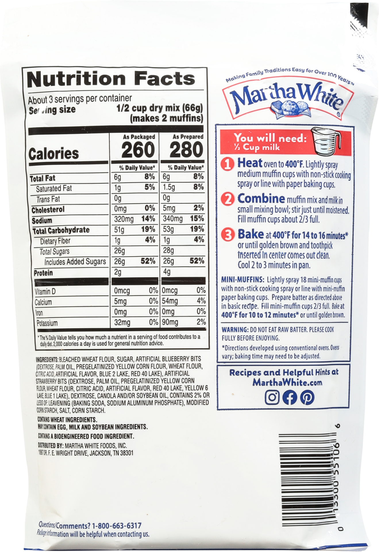 slide 2 of 7, Martha White Wildberry Muffin Mix, 7 Oz Bag, 7 oz