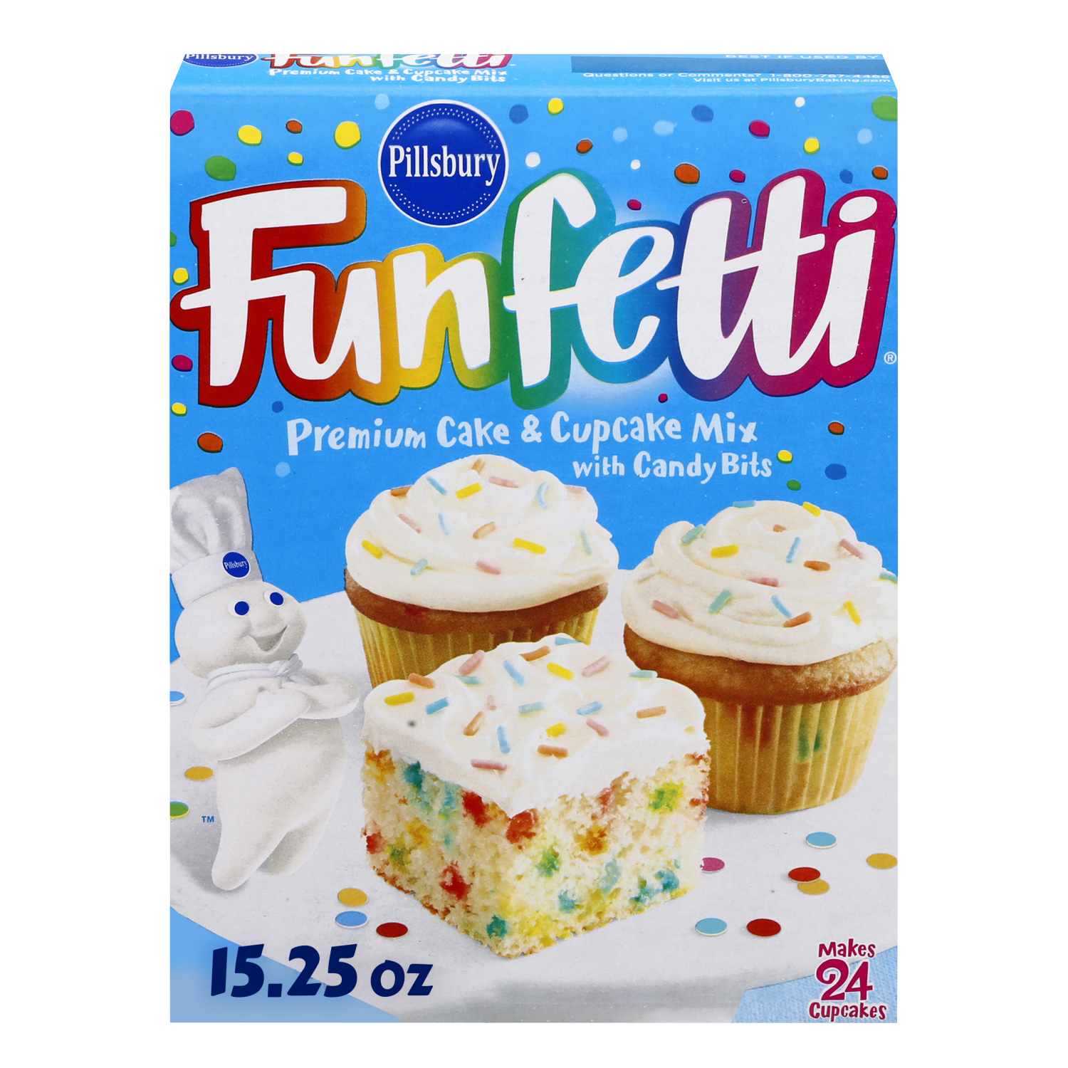 slide 1 of 5, Pillsbury Funfetti Cake Mix with Candy Bits- 15.25 oz, 15.25 oz