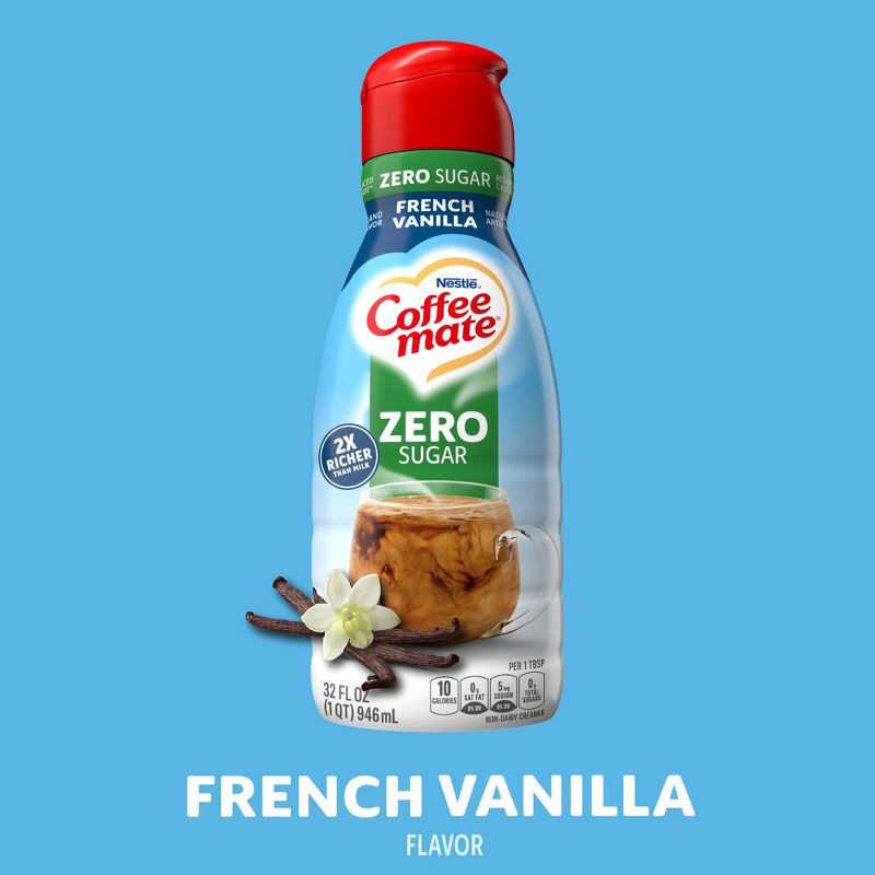 slide 3 of 8, Coffee mate Sugar Free French Vanilla Coffee Creamer - 32 fl oz (1qt), 32 fl oz, 1 qt