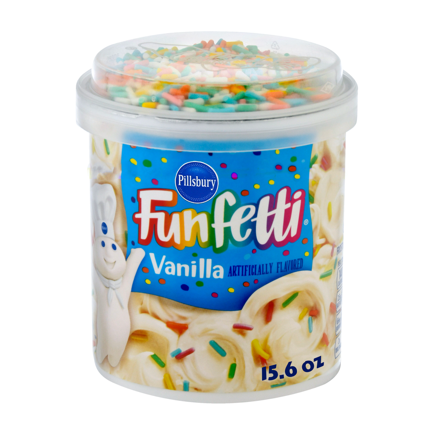 slide 1 of 5, Pillsbury Funfetti Vanilla Frosting 15.6 oz, 15.6 oz