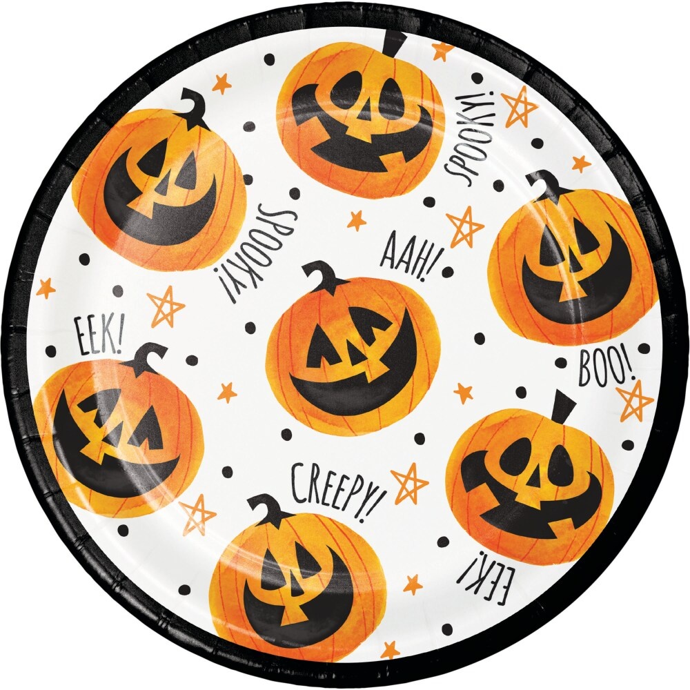 slide 1 of 1, Creative Converting Partyin' Pumpkins Plates, 8 ct