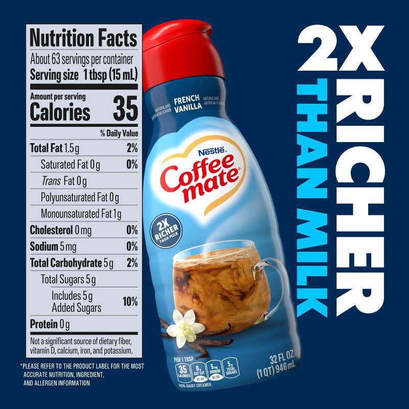 slide 7 of 11, Coffee mate French Vanilla Coffee Creamer - 32 fl oz (1qt), 32 fl oz, 1 qt