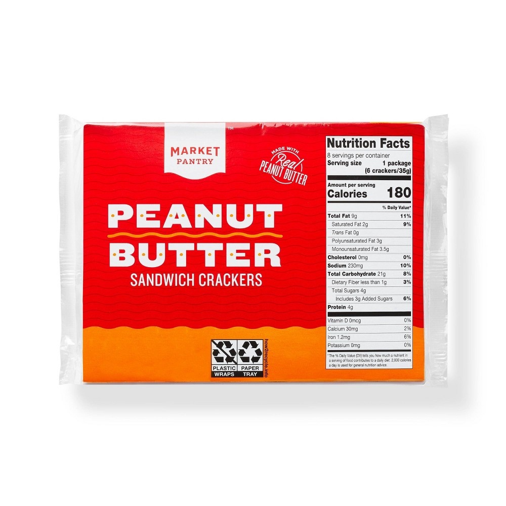 slide 2 of 3, Peanut Butter Sandwich Crackers 8ct - Market Pantry, 8 ct