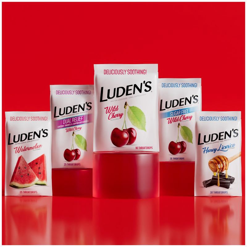 slide 7 of 9, Luden's Soothing Throat Lozenge Drops for Sore & Irritated Throats - Wild Cherry - 30ct, 30 ct