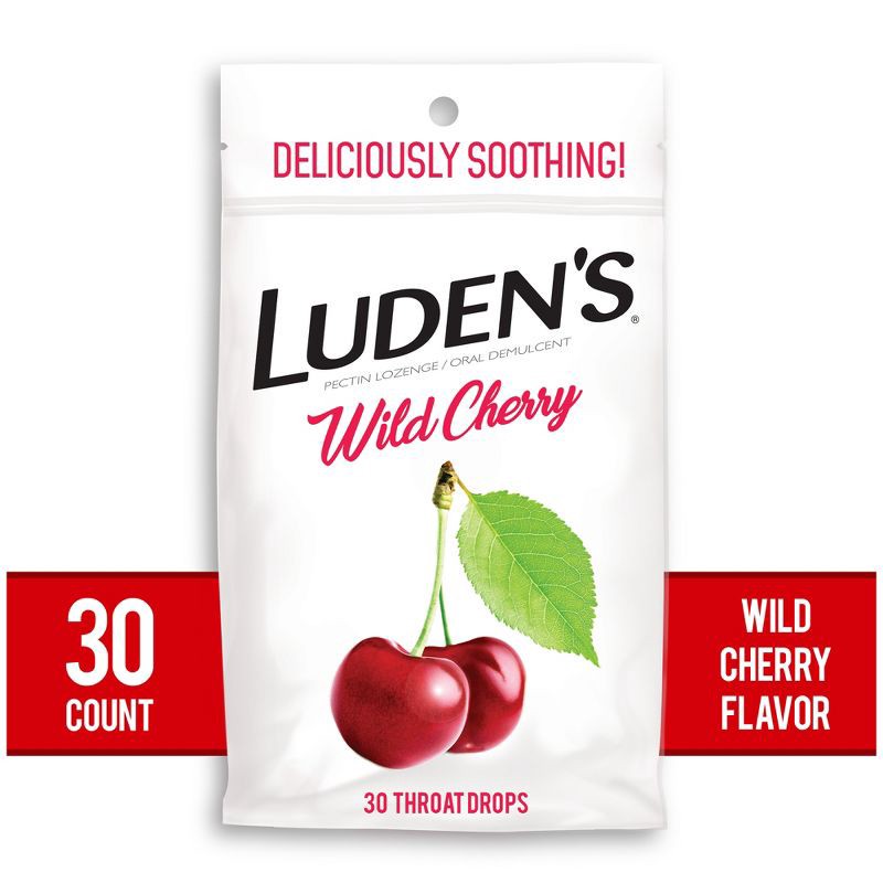 slide 9 of 9, Luden's Soothing Throat Lozenge Drops for Sore & Irritated Throats - Wild Cherry - 30ct, 30 ct