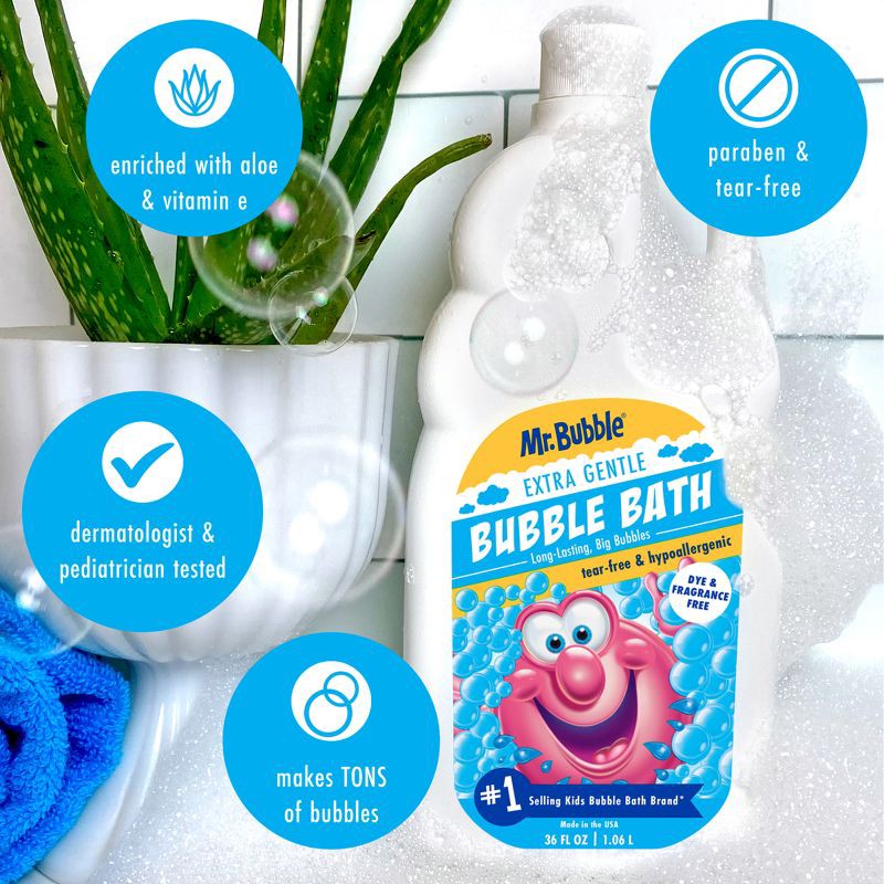 slide 6 of 12, Mr. Bubble Extra Gentle Dye & Fragrance Free Bubble Bath 36-oz, 1 ct