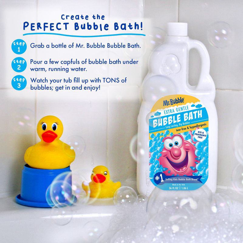 slide 9 of 12, Mr. Bubble Extra Gentle Dye & Fragrance Free Bubble Bath 36-oz, 1 ct
