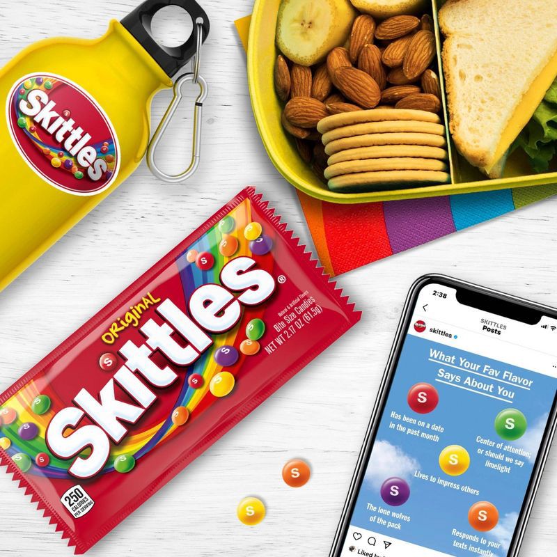slide 6 of 8, Starburst Skittles Original Chewy Candies, Full Size Fruit Candy Bag - 2.17oz, 2.17 oz