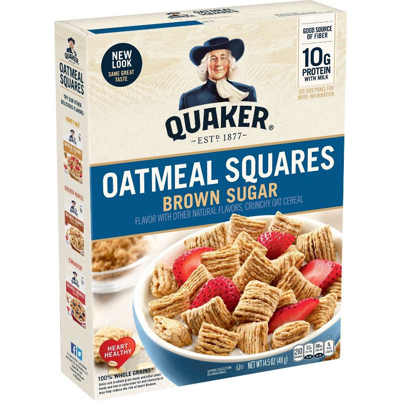 slide 2 of 5, Oatmeal Squares Brown Sugar Breakfast Cereal - 14.5oz - Quaker Oats, 14.5 oz