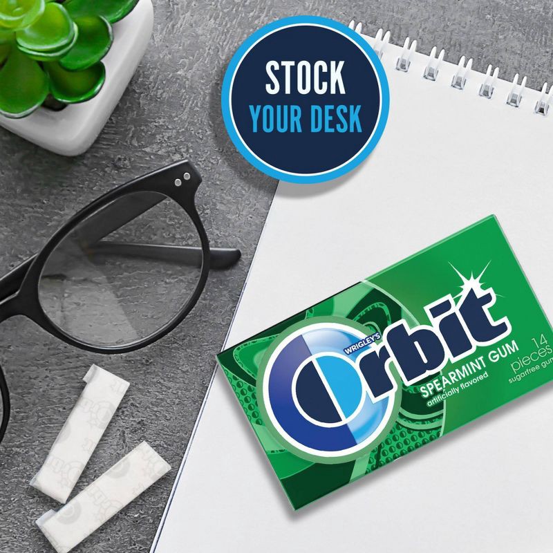 slide 5 of 9, Orbit Spearmint Sugar Free Chewing Gum Single Pack -14 Piece, 14 ct