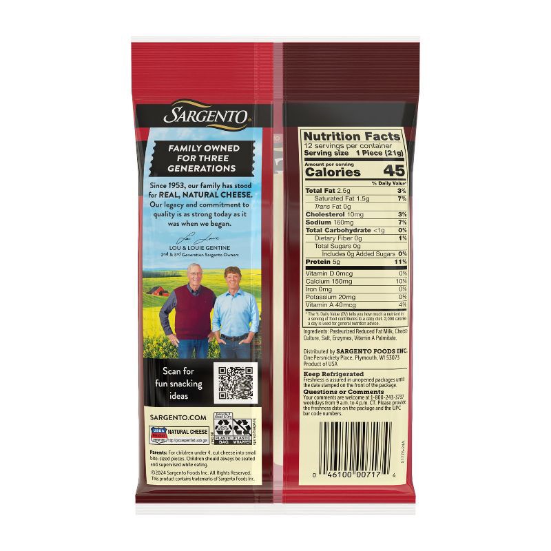 slide 3 of 8, Sargento Reduced Fat Light Natural Mozzarella String Cheese - 12ct, 12 ct