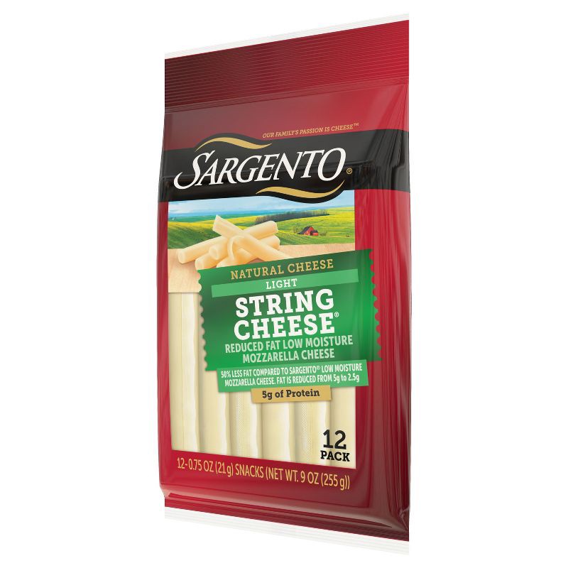 slide 5 of 8, Sargento Reduced Fat Light Natural Mozzarella String Cheese - 12ct, 12 ct