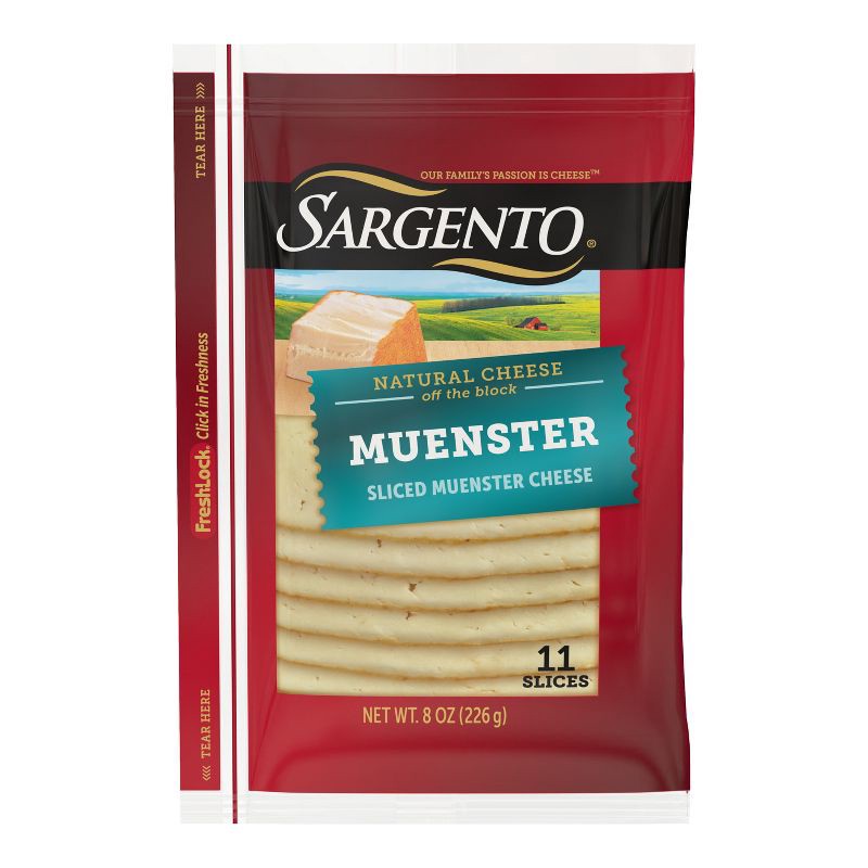 slide 1 of 8, Sargento Natural Muenster Sliced Cheese - 8oz/11 slices, 8 oz