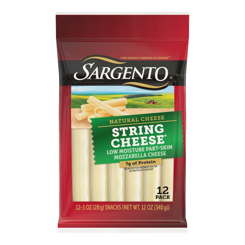 slide 1 of 8, Sargento Natural Mozzarella String Cheese - 12ct, 12 ct