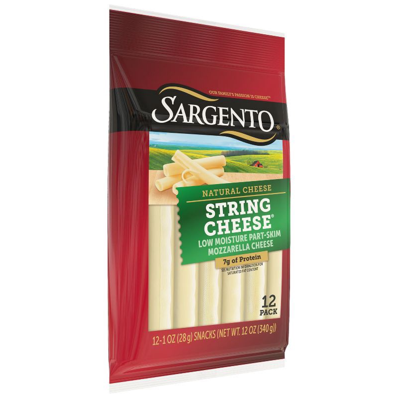 slide 4 of 8, Sargento Natural Mozzarella String Cheese - 12ct, 12 ct