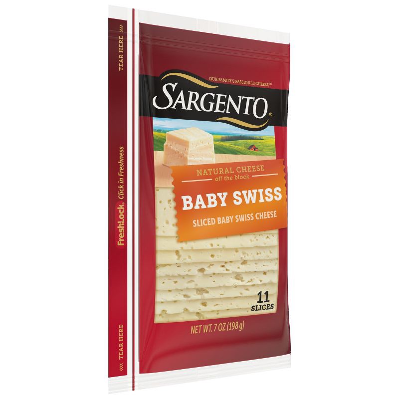 slide 4 of 8, Sargento Natural Baby Swiss Sliced Cheese - 7.5oz/11 slices, 7.5 oz