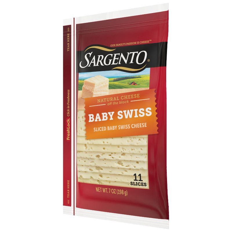 slide 5 of 8, Sargento Natural Baby Swiss Sliced Cheese - 7.5oz/11 slices, 7.5 oz