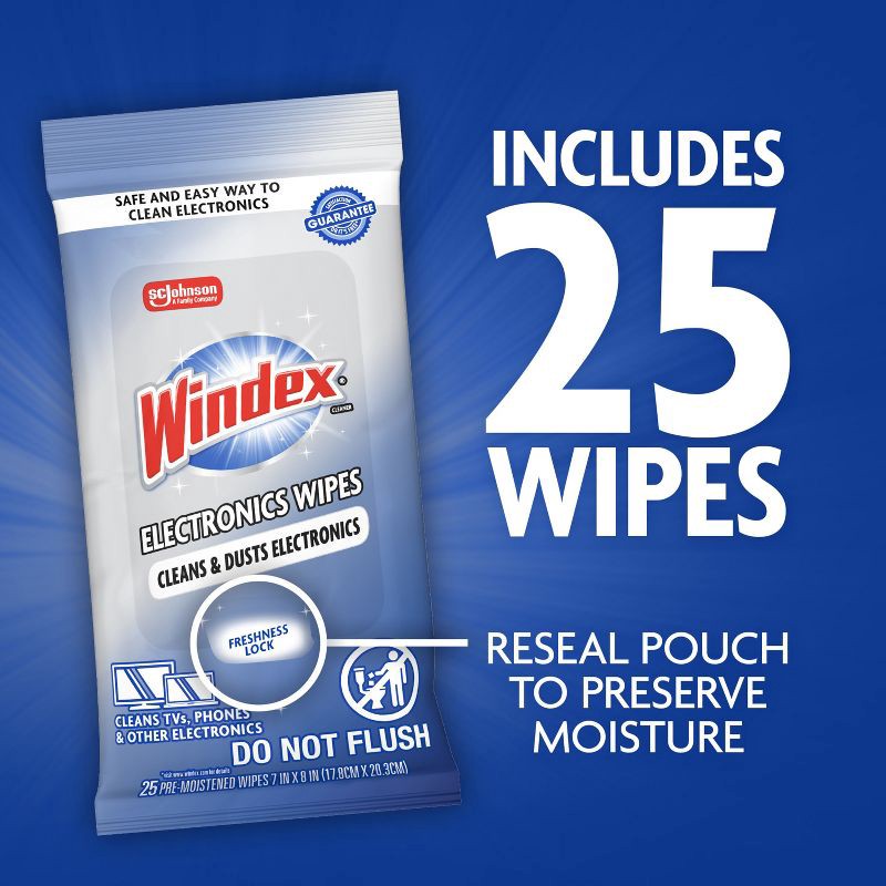slide 9 of 12, Windex Electronics Wipes Pre-Moistened - 25ct, 25 ct