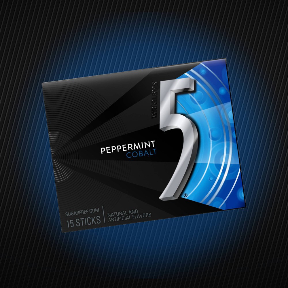 slide 8 of 10, 5 Gum Gum Peppermint Cobalt Sugarfree Gum pack, 15 ct