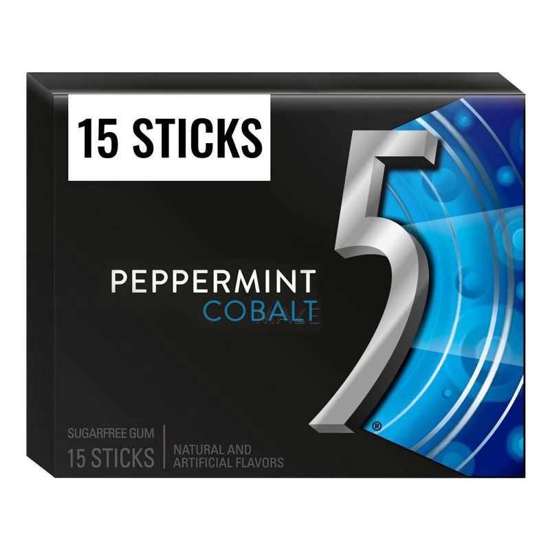 slide 1 of 10, 5 Gum Peppermint Cobalt Sugar-Free Gum - 15ct, 15 ct