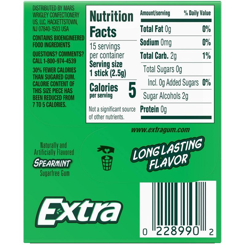 slide 7 of 7, Extra Spearmint Sugarfree Chewing Gum - 15ct, 15 ct