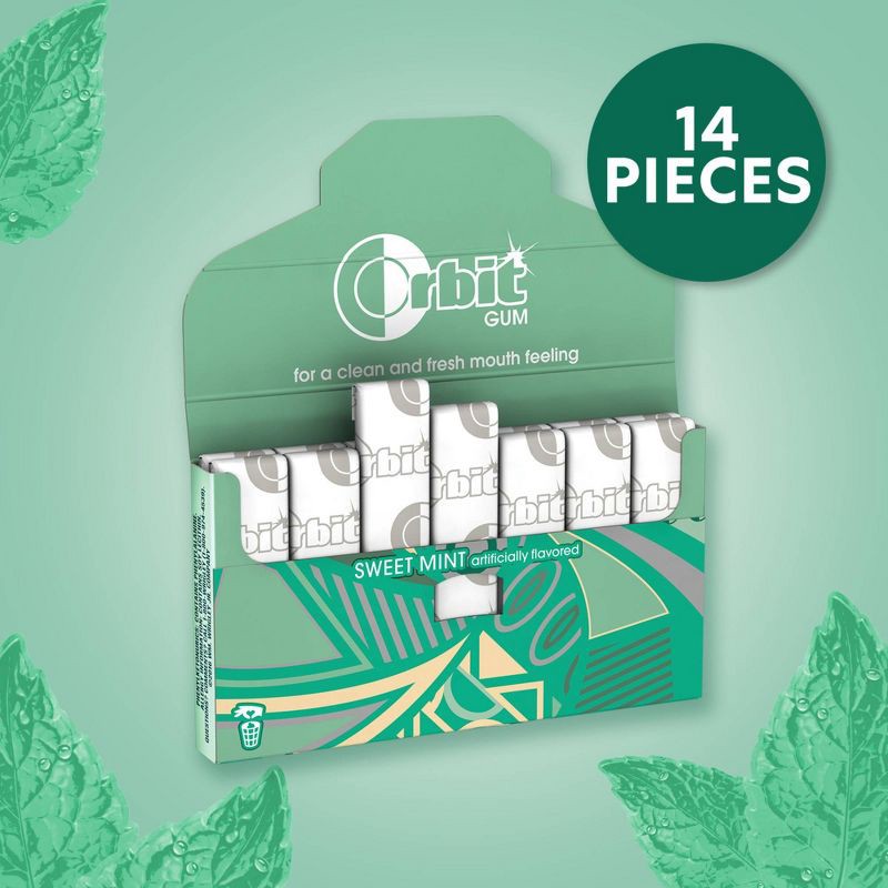 slide 3 of 8, Orbit Sugar Free Sweet Mint Chewing Gum Single Pack - 14 Piece, 14 ct